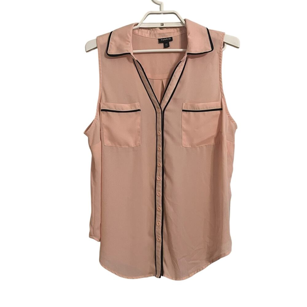 Torrid Button Down Tank Piped Blouse - image 1